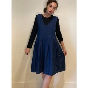 Vintage Cotton Chambray Denim Dress Jumper Cottoagecore Pam's Closet Sz S Large